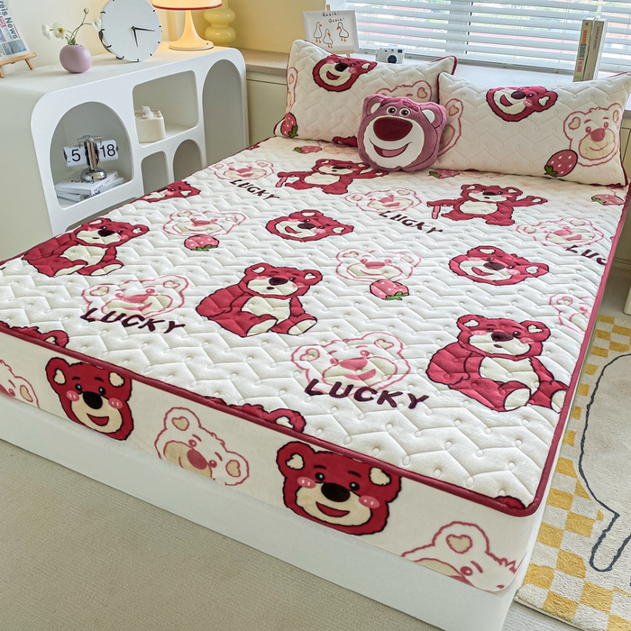 91家纺网 家纺一手货源 找家纺 卡伦家纺  2025新款A类牛奶绒大豆纤维抗菌夹棉床笠25色（总）