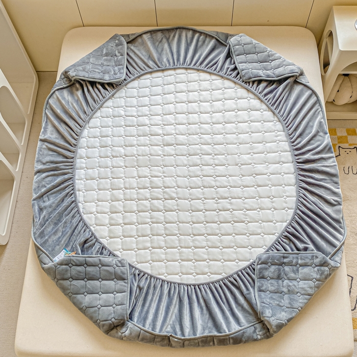 91家纺网 家纺一手货源 找家纺 卡伦家纺  2025新款A类牛奶绒大豆纤维抗菌夹棉床笠 高级灰