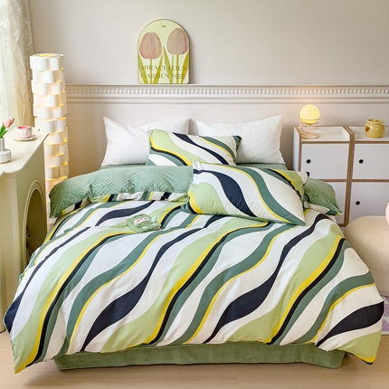 91家纺网 家纺一手货源 找家纺 珺柔家纺 2023新款全棉加豆豆牛奶绒四件套 舞动青春