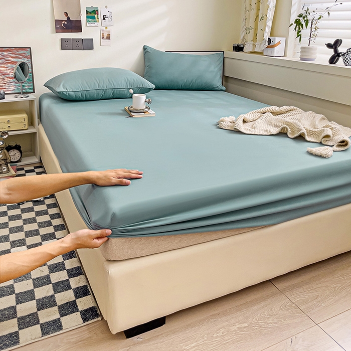 91家纺网 家纺一手货源 找家纺 蓝淋家纺 2023新款新品床笠 墨蓝