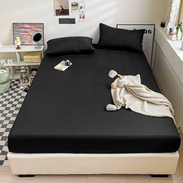 91家纺网 家纺一手货源 找家纺 蓝淋家纺 2023新款新品床笠 纯黑