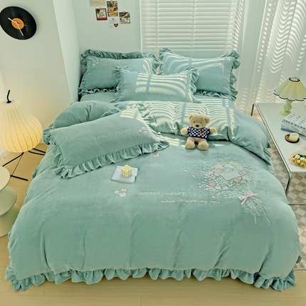 91家纺网 家纺一手货源 找家纺 （总）星尚 2023新款全消光230g牛奶绒四件套-绚丽花语