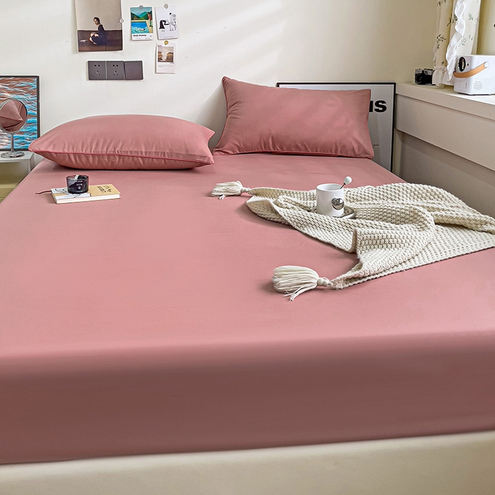 91家纺网 家纺一手货源 找家纺 蓝淋家纺 2023新款新品床笠 豆沙