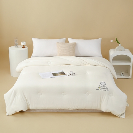 91家纺网 家纺一手货源 找家纺 芯恋家居 2025新款水洗100％新疆长绒棉棉花被 月光白