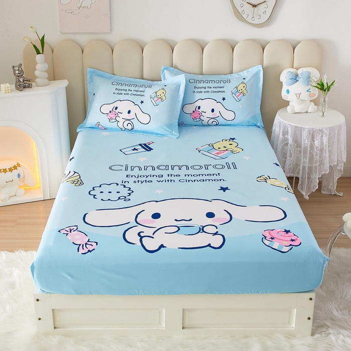 91家纺网 家纺一手货源 找家纺 蘭菲 2023新款三丽鸥全棉单床笠 吃货