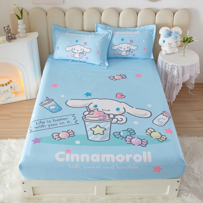 91家纺网 家纺一手货源 找家纺 蘭菲 2023新款三丽鸥全棉单床笠 奶茶来了