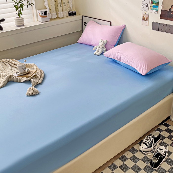 91家纺网 家纺一手货源 找家纺 蓝淋家纺 2023新款新品床笠 粉色蓝