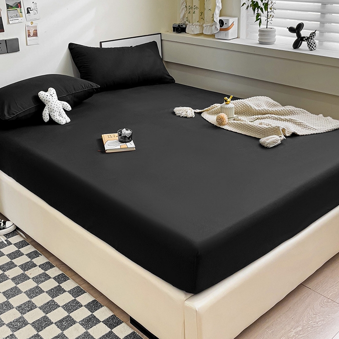 91家纺网 家纺一手货源 找家纺 蓝淋家纺 2023新款新品床笠 纯黑