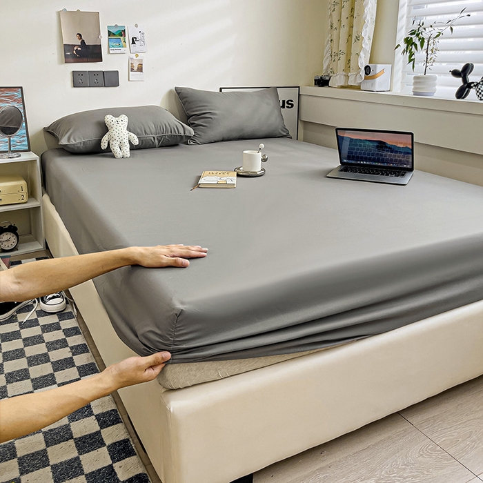 91家纺网 家纺一手货源 找家纺 蓝淋家纺 2023新款新品床笠 浅灰