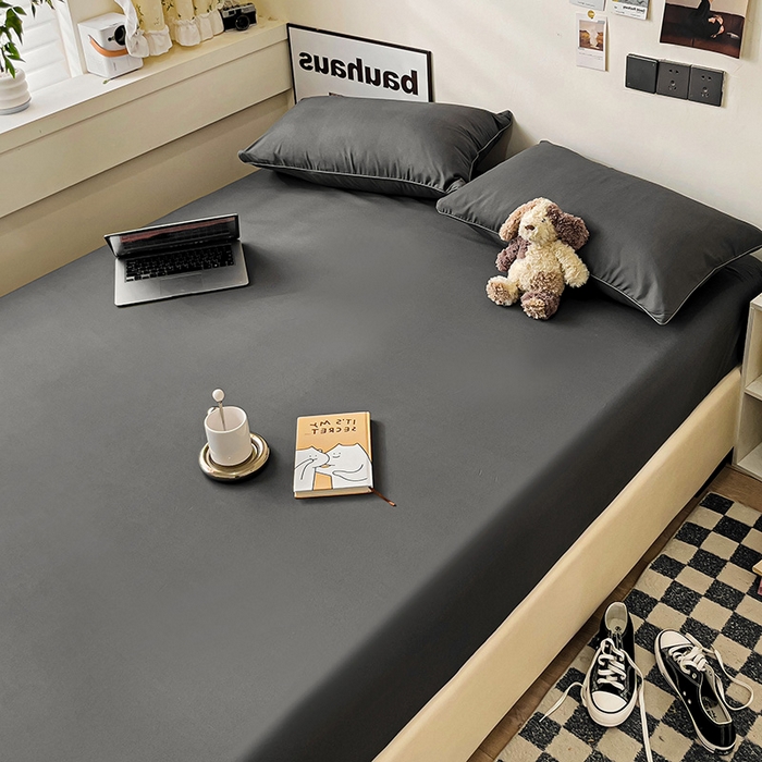 91家纺网 家纺一手货源 找家纺 蓝淋家纺 2023新款新品床笠 深灰