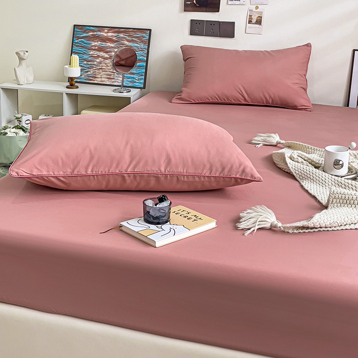 91家纺网 家纺一手货源 找家纺 蓝淋家纺 2023新款新品床笠 豆沙