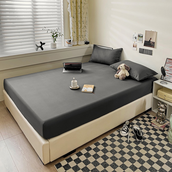 91家纺网 家纺一手货源 找家纺 蓝淋家纺 2023新款新品床笠 深灰