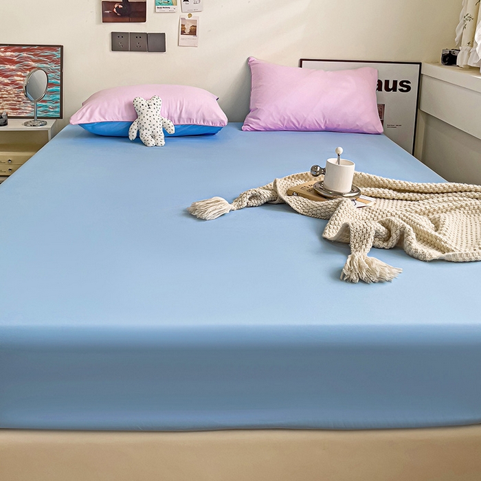 91家纺网 家纺一手货源 找家纺 蓝淋家纺 2023新款新品床笠 粉色蓝