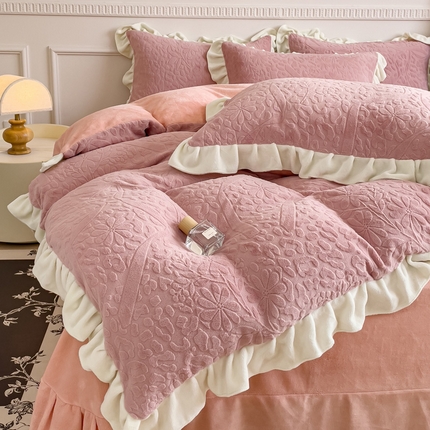 （总）铠畅家纺 2023新款花边雕花牛奶绒四件套-飘逸系列