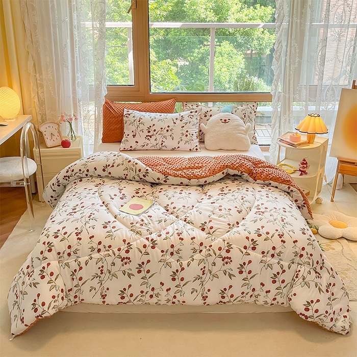 91家纺网 家纺一手货源 找家纺 （总）雅蔓依 2025新款水洗棉麻3D豆豆绒冬被