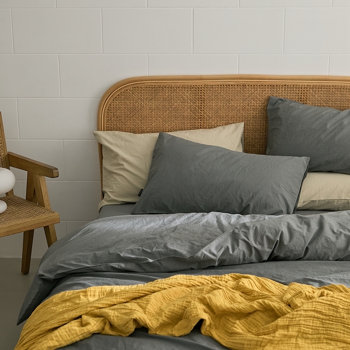 91家纺网 家纺一手货源 找家纺 新款秋冬40S水洗棉四件套-晚风 晚风-青灰