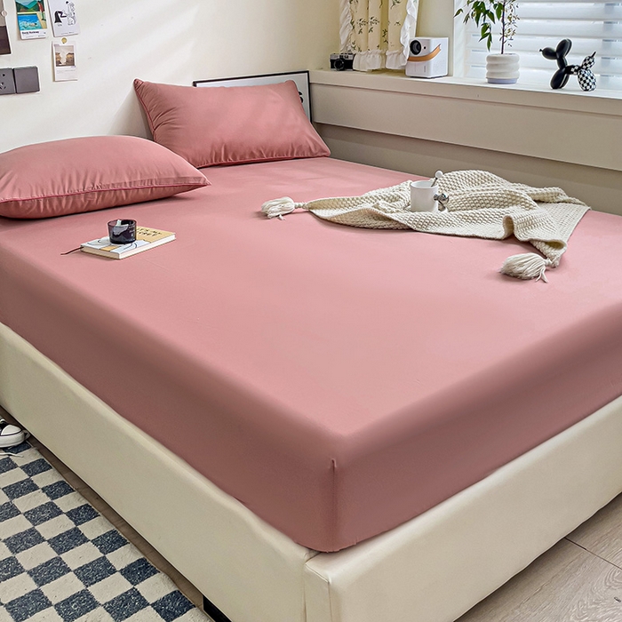 91家纺网 家纺一手货源 找家纺 蓝淋家纺 2023新款新品床笠 豆沙