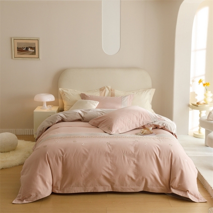 艾莱家纺 2023新款A类秋恋磨毛刺绣四件套 秋恋-玉豆沙