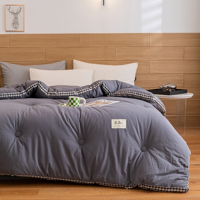 91家纺网 家纺一手货源 找家纺 （总）子由2023子由家居无印风棋盘格立体边大豆纤维冬被