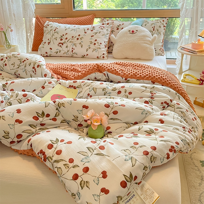 91家纺网 家纺一手货源 找家纺 （总）雅蔓依 2025新款水洗棉麻3D豆豆绒冬被