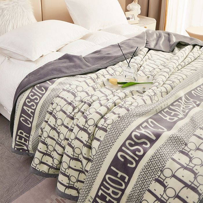 91家纺网 家纺一手货源 找家纺 肖恩毯业 2025新款复合牛奶绒云毯 迪欧-灰