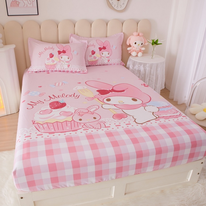 91家纺网 家纺一手货源 找家纺 蘭菲 2023新款三丽鸥全棉单床笠 节日快乐