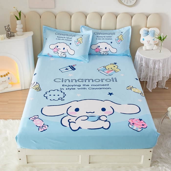 91家纺网 家纺一手货源 找家纺 蘭菲 2023新款三丽鸥全棉单床笠 吃货