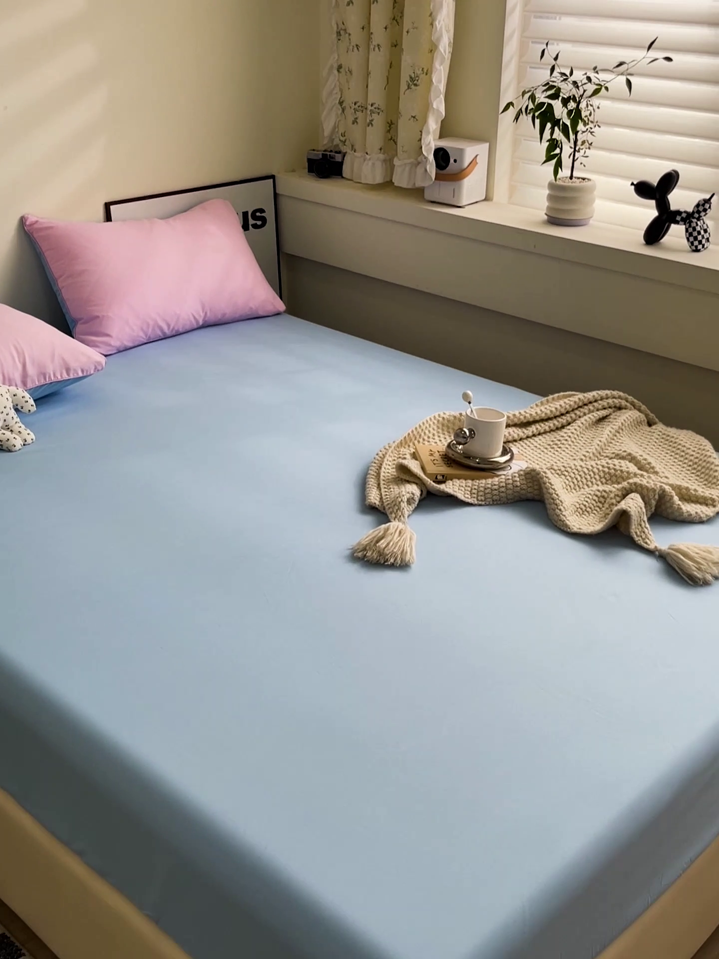 91家纺网 家纺一手货源 找家纺 蓝淋家纺 2023新款新品床笠 粉色蓝