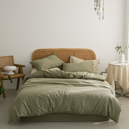 新款秋冬40S水洗棉四件套-晚风 晚风-春辰绿