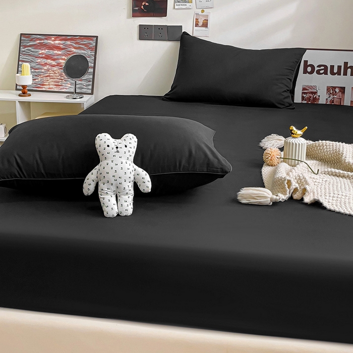 91家纺网 家纺一手货源 找家纺 蓝淋家纺 2023新款新品床笠 纯黑