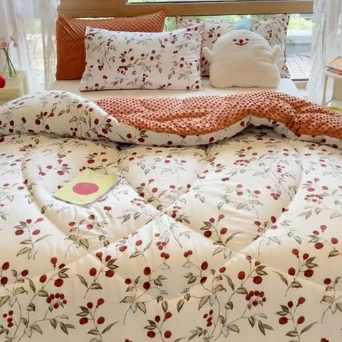 91家纺网 家纺一手货源 找家纺 （总）雅蔓依 2025新款水洗棉麻3D豆豆绒冬被