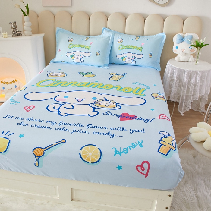 91家纺网 家纺一手货源 找家纺 蘭菲 2023新款三丽鸥全棉单床笠 圆宝