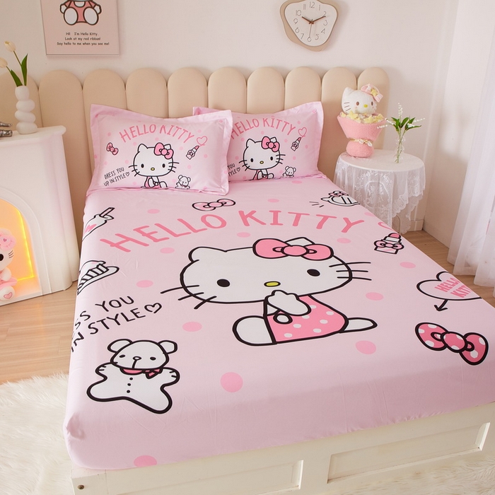 91家纺网 家纺一手货源 找家纺 蘭菲 2023新款三丽鸥全棉单床笠 甜心KT