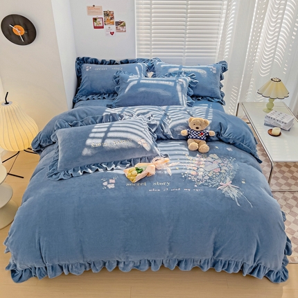 91家纺网 家纺一手货源 找家纺 （总）星尚 2023新款全消光230g牛奶绒四件套-绚丽花语