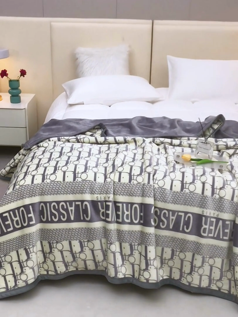 91家纺网 家纺一手货源 找家纺 肖恩毯业 2025新款复合牛奶绒云毯 迪欧-灰