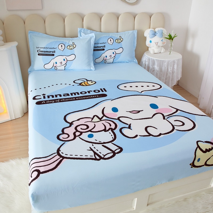 91家纺网 家纺一手货源 找家纺 蘭菲 2023新款三丽鸥全棉单床笠 布丁