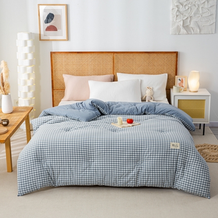 91家纺网 家纺一手货源 找家纺 （总）鸣升 23新款无印风全棉花被色织水洗棉100%冬被子被芯