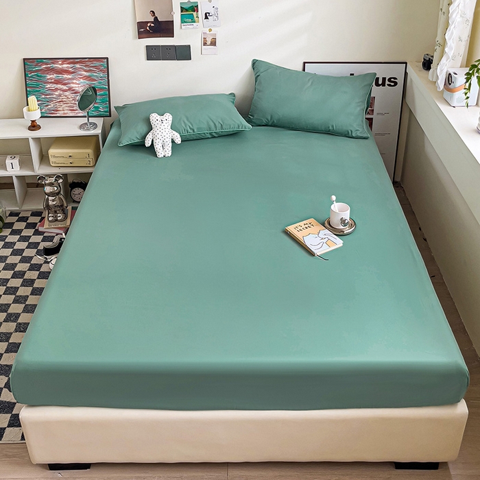 91家纺网 家纺一手货源 找家纺 蓝淋家纺 2023新款新品床笠 豆绿