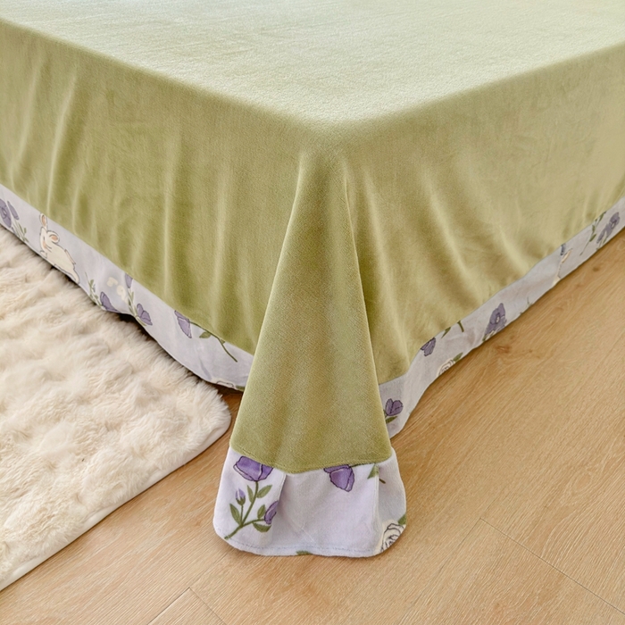 91家纺网 家纺一手货源 找家纺 呗旺鹿 2023新款高克重加厚印花牛奶绒四件套直播 紫韵