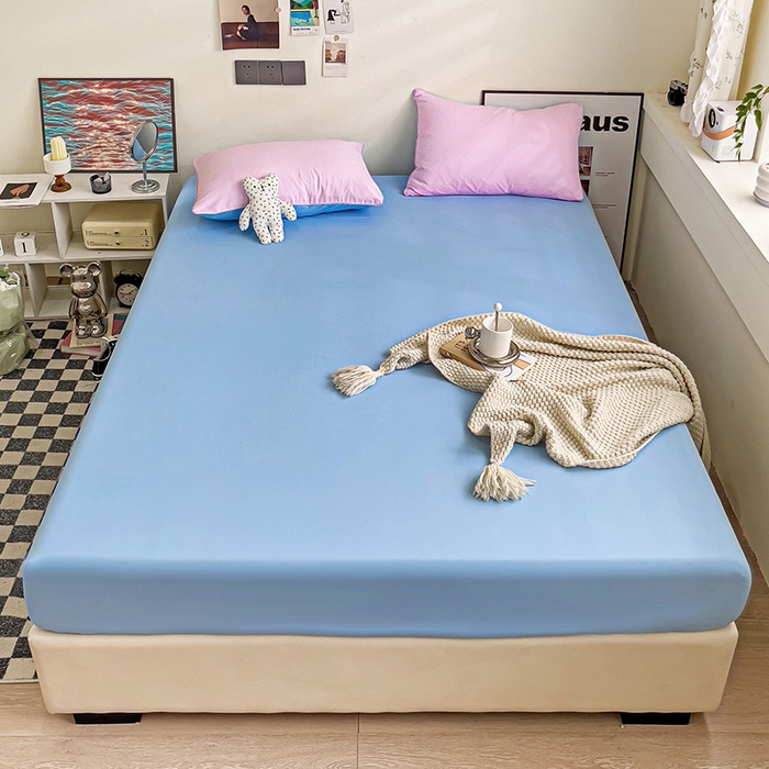 91家纺网 家纺一手货源 找家纺 蓝淋家纺 2023新款新品床笠 粉色蓝