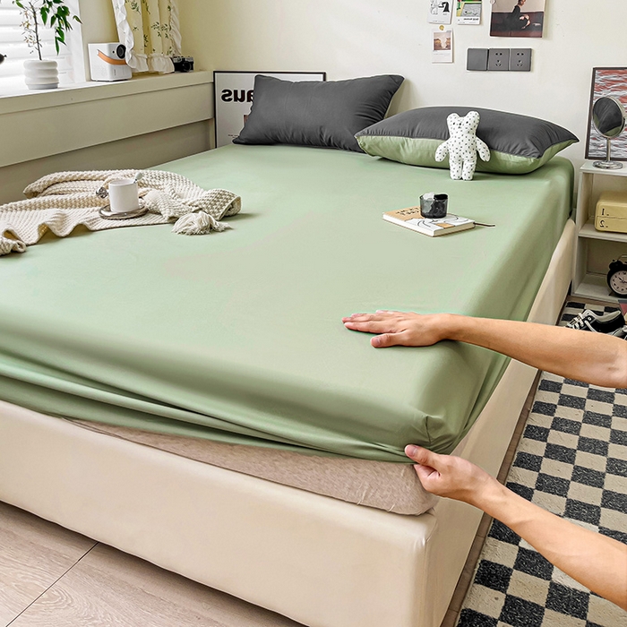 91家纺网 家纺一手货源 找家纺 蓝淋家纺 2023新款新品床笠 深灰抹茶