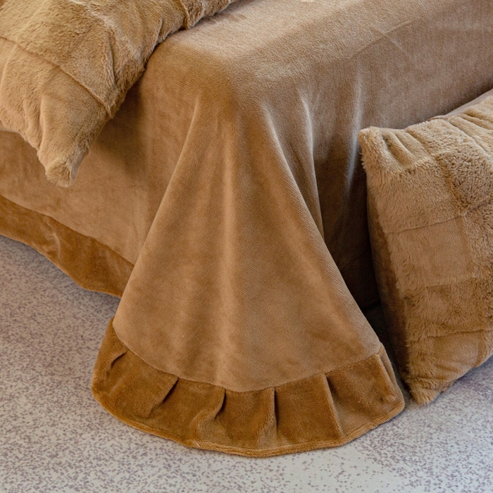 91家纺网 家纺一手货源 找家纺 邦妮2024新款立体兔兔绒牛奶绒四件套 雅致咖