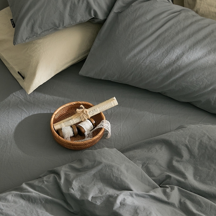 91家纺网 家纺一手货源 找家纺 新款秋冬40S水洗棉四件套-晚风 晚风-青灰