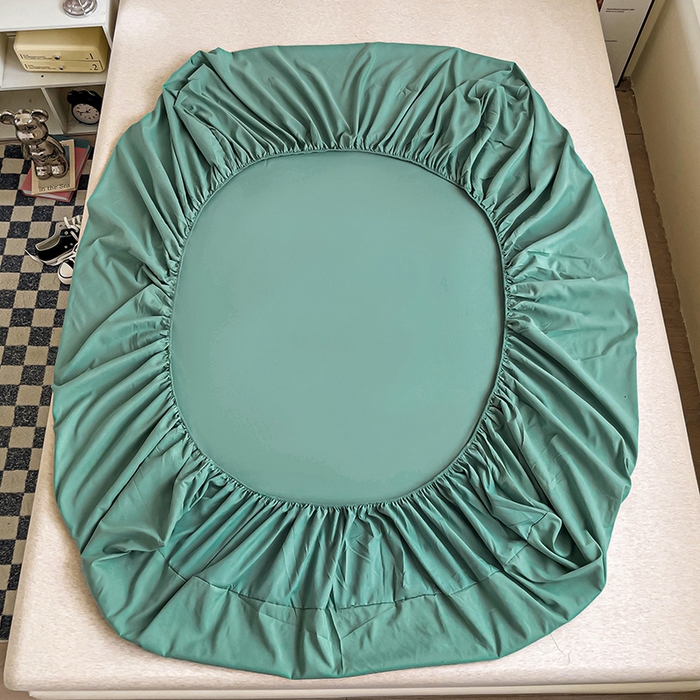 91家纺网 家纺一手货源 找家纺 蓝淋家纺 2023新款新品床笠 豆绿