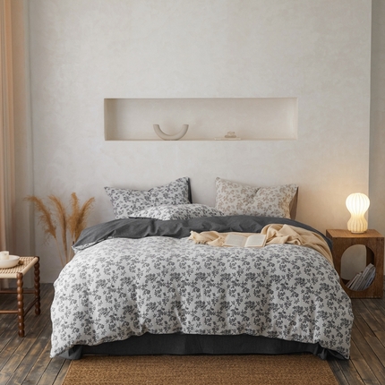 梦享生活家居 2023新款双层提花四件套 枝上花-深灰