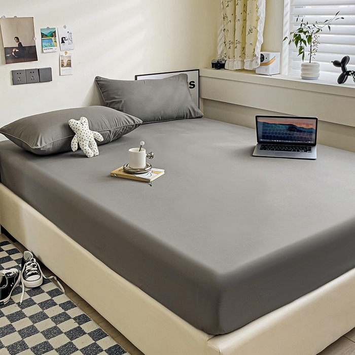 91家纺网 家纺一手货源 找家纺 蓝淋家纺 2023新款新品床笠 浅灰