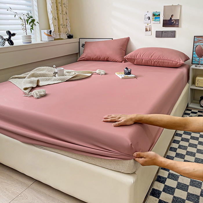 91家纺网 家纺一手货源 找家纺 蓝淋家纺 2023新款新品床笠 豆沙