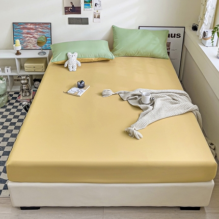 蓝淋家纺 2023新款新品床笠 浅绿浅驼