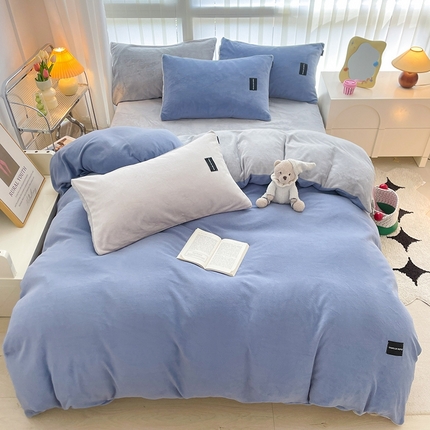 91家纺网 家纺一手货源 找家纺 （总）大元 2025新款素色双拼牛奶绒四件套