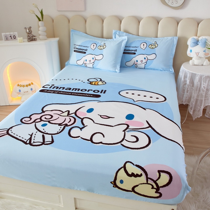 91家纺网 家纺一手货源 找家纺 蘭菲 2023新款三丽鸥全棉单床笠 布丁